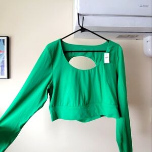 Aerie "offline" green long sleeved crop top